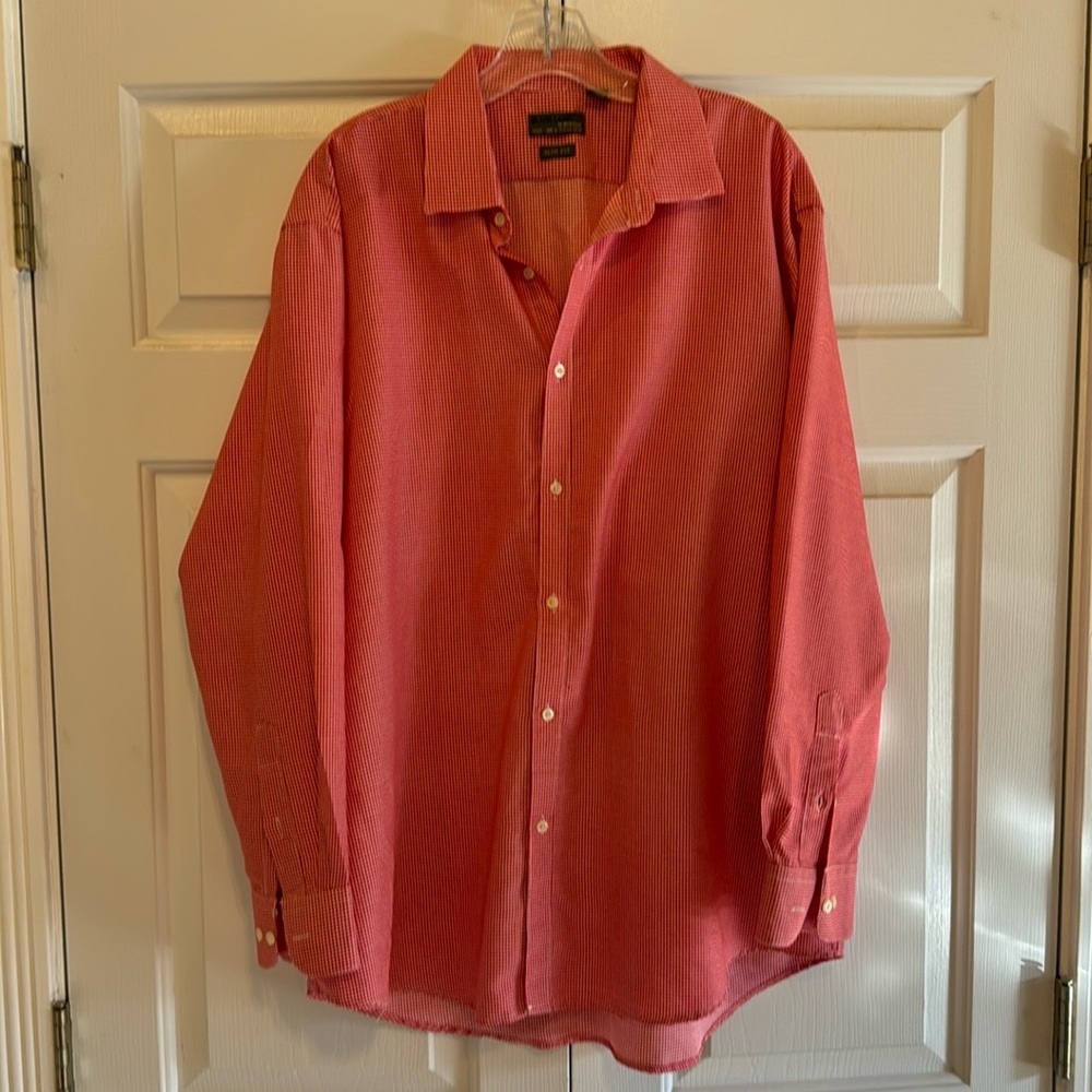Black Label by Ruffini Red and White Check Slim Fit XL 17-17 1/2 34/35 Shirt